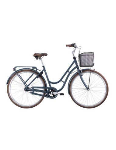 citycykel med 7 växlar och korg Monark Karin blå