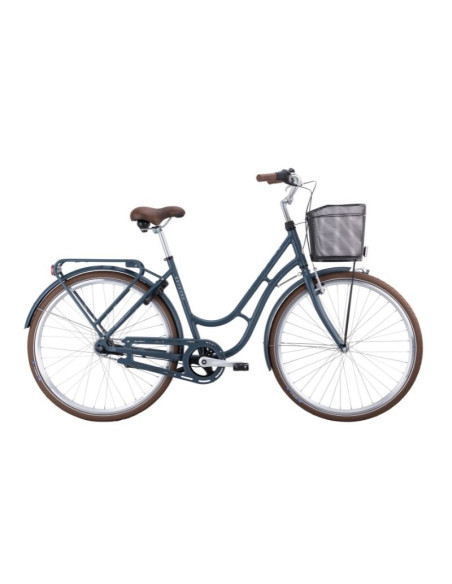 citycykel med 7 växlar och korg Monark Karin blå